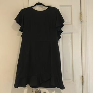 Elegant Black Ruffle Sleeve Mini Dress